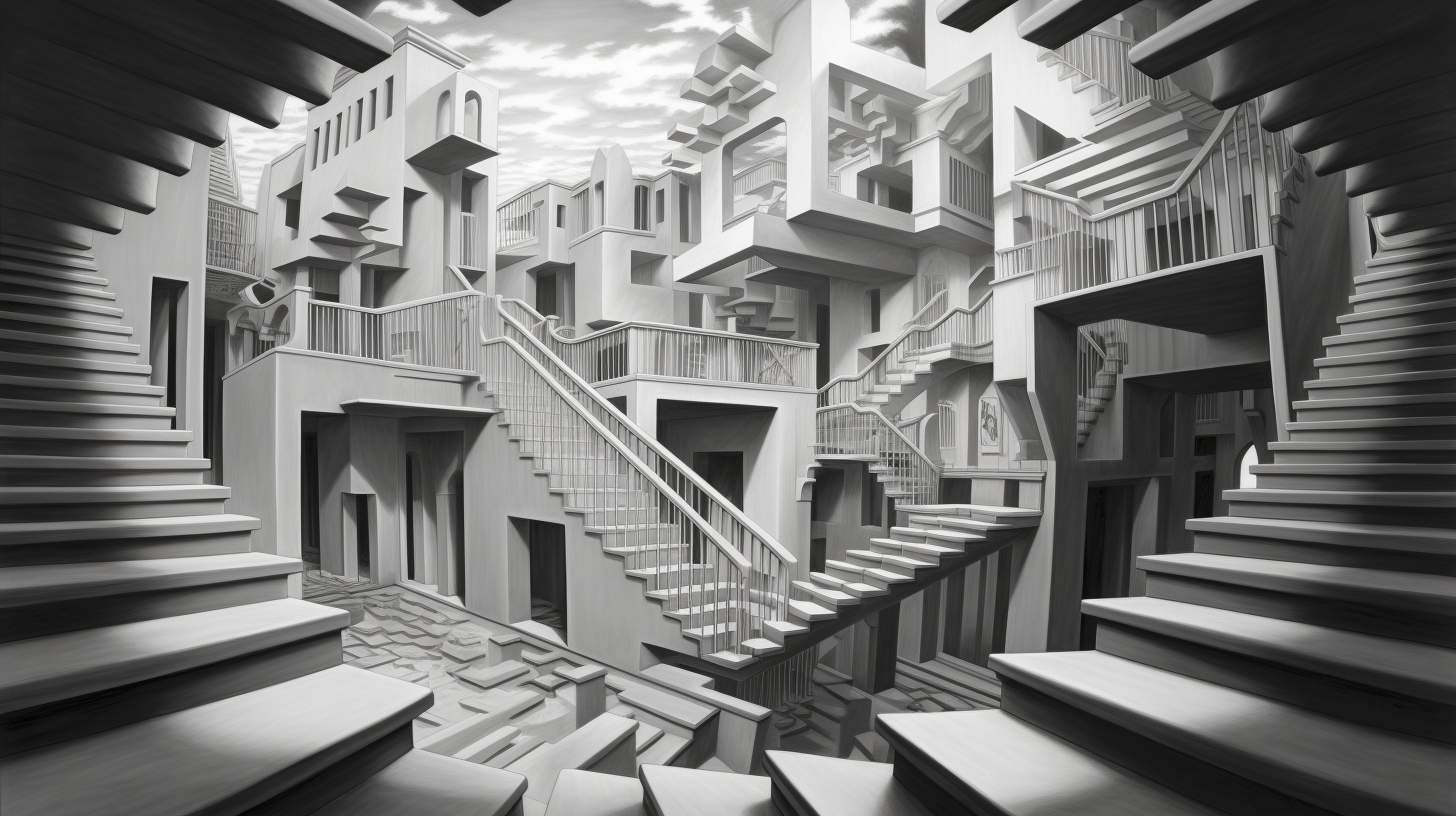 Escher geometrical forms perspective shading AR