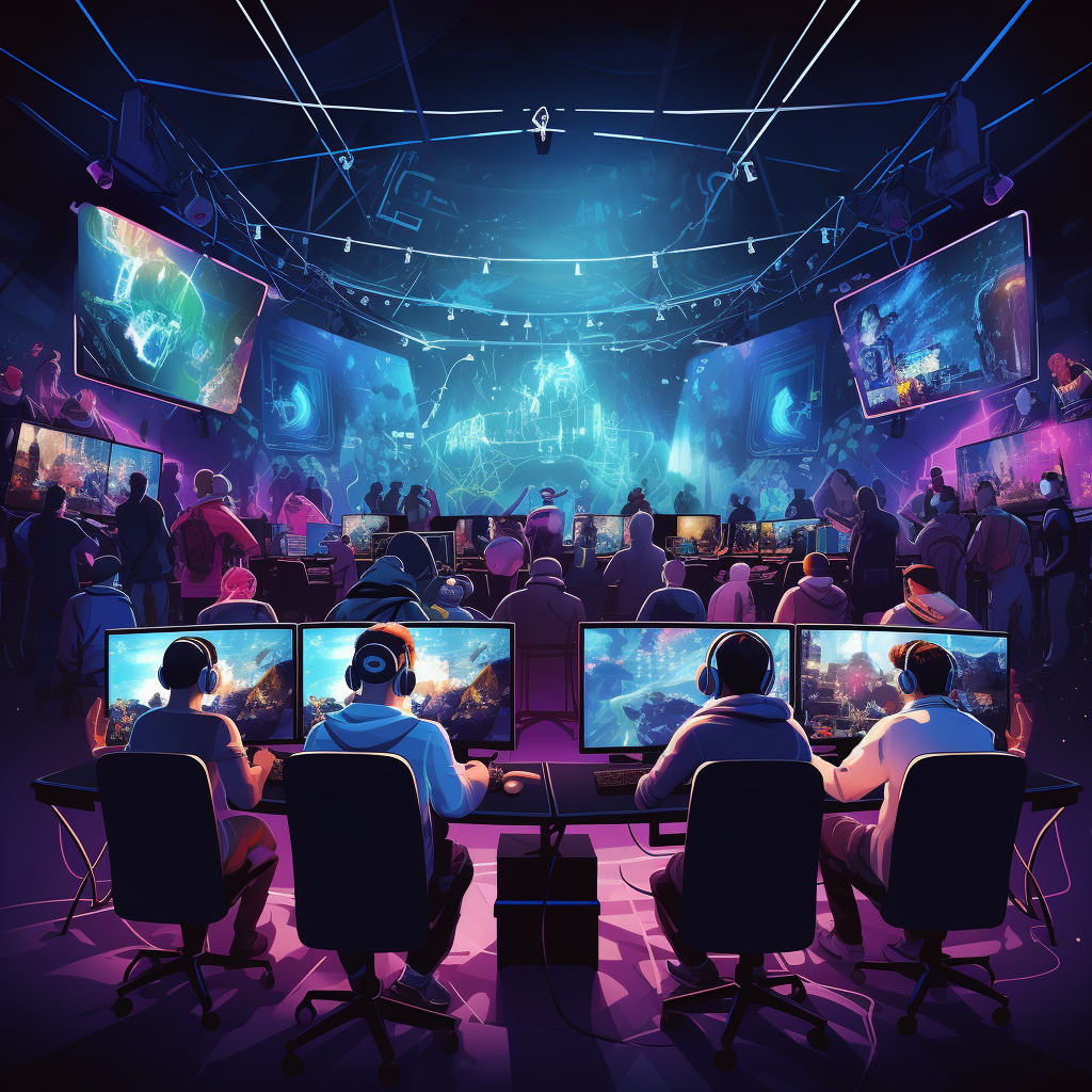 Esports Arena with Competing Players