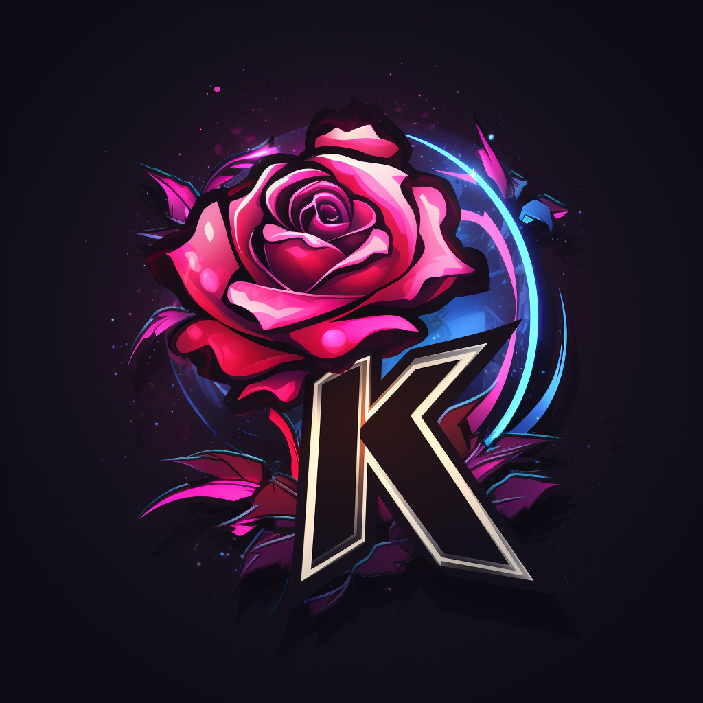 Esports logo with letter K and rose