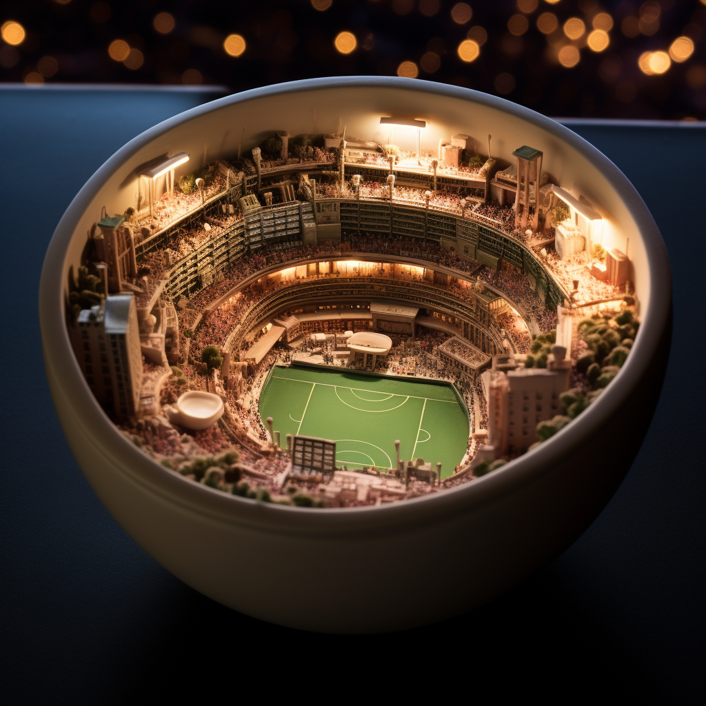 Tennis stadium lights inside espresso cup