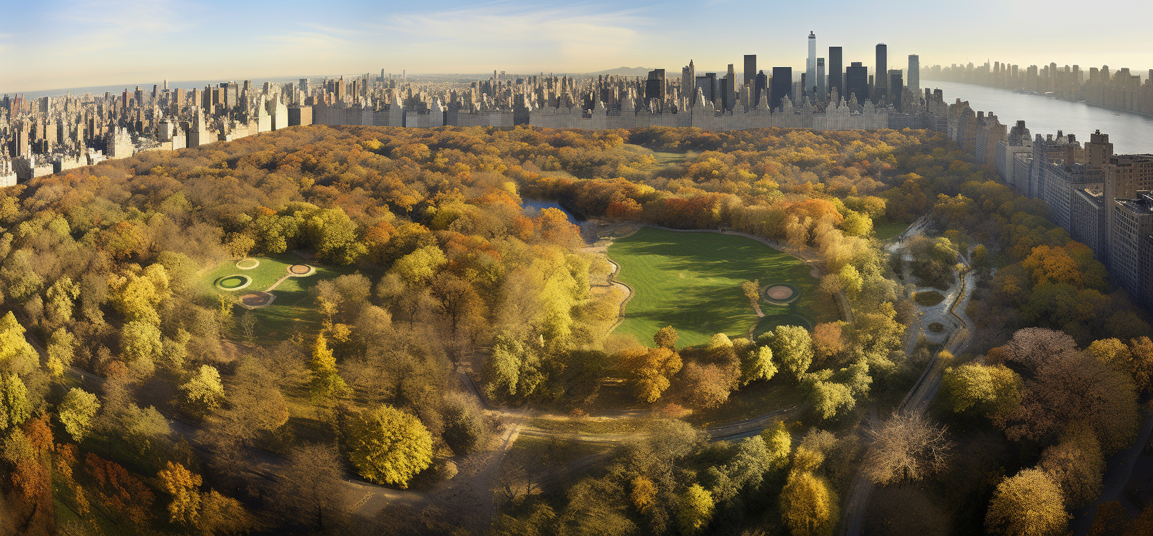 Picturesque estate grounds in November sunset