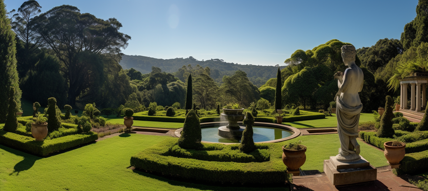 Aerial view of grand estate with manicured grounds