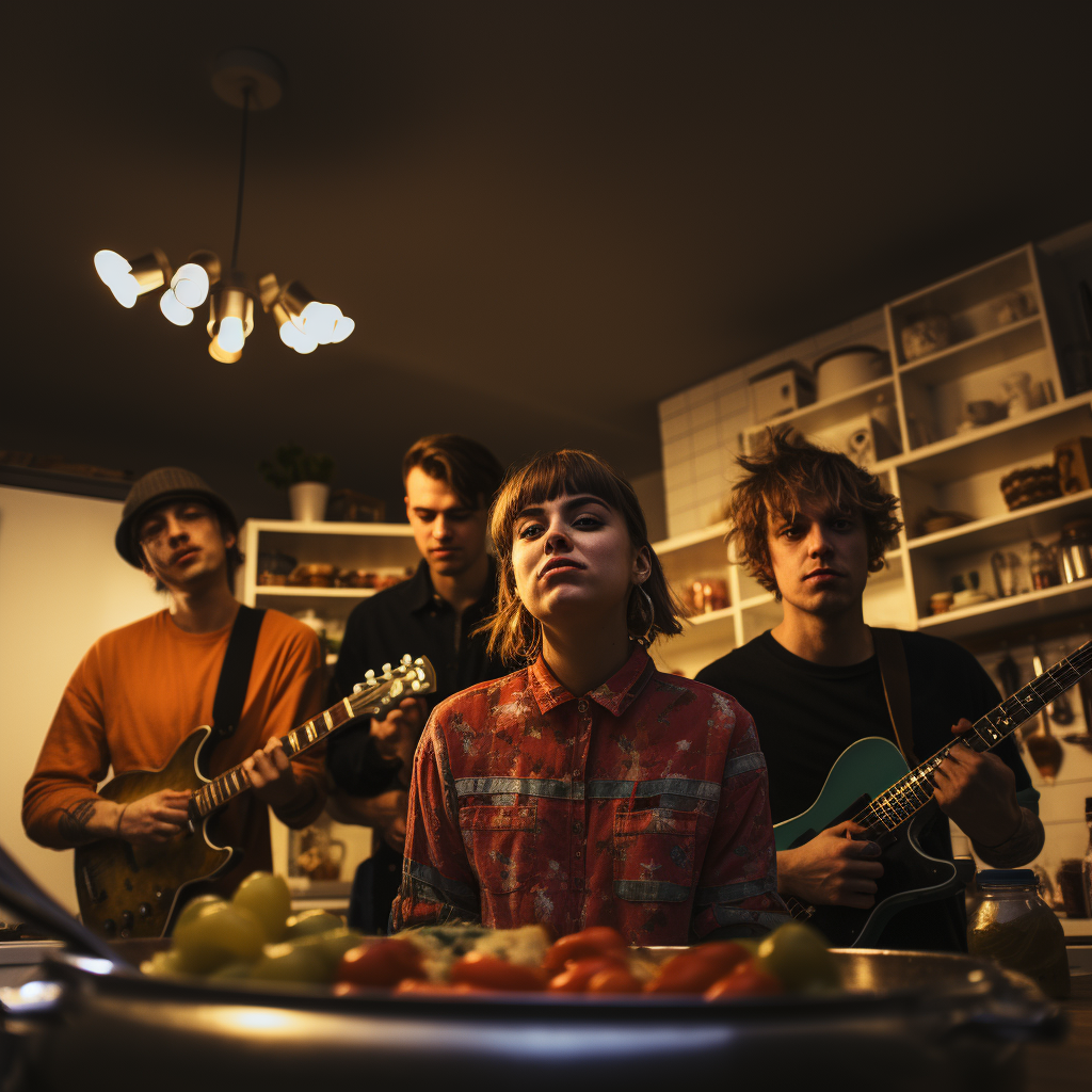 Alternative band at kitchen counter