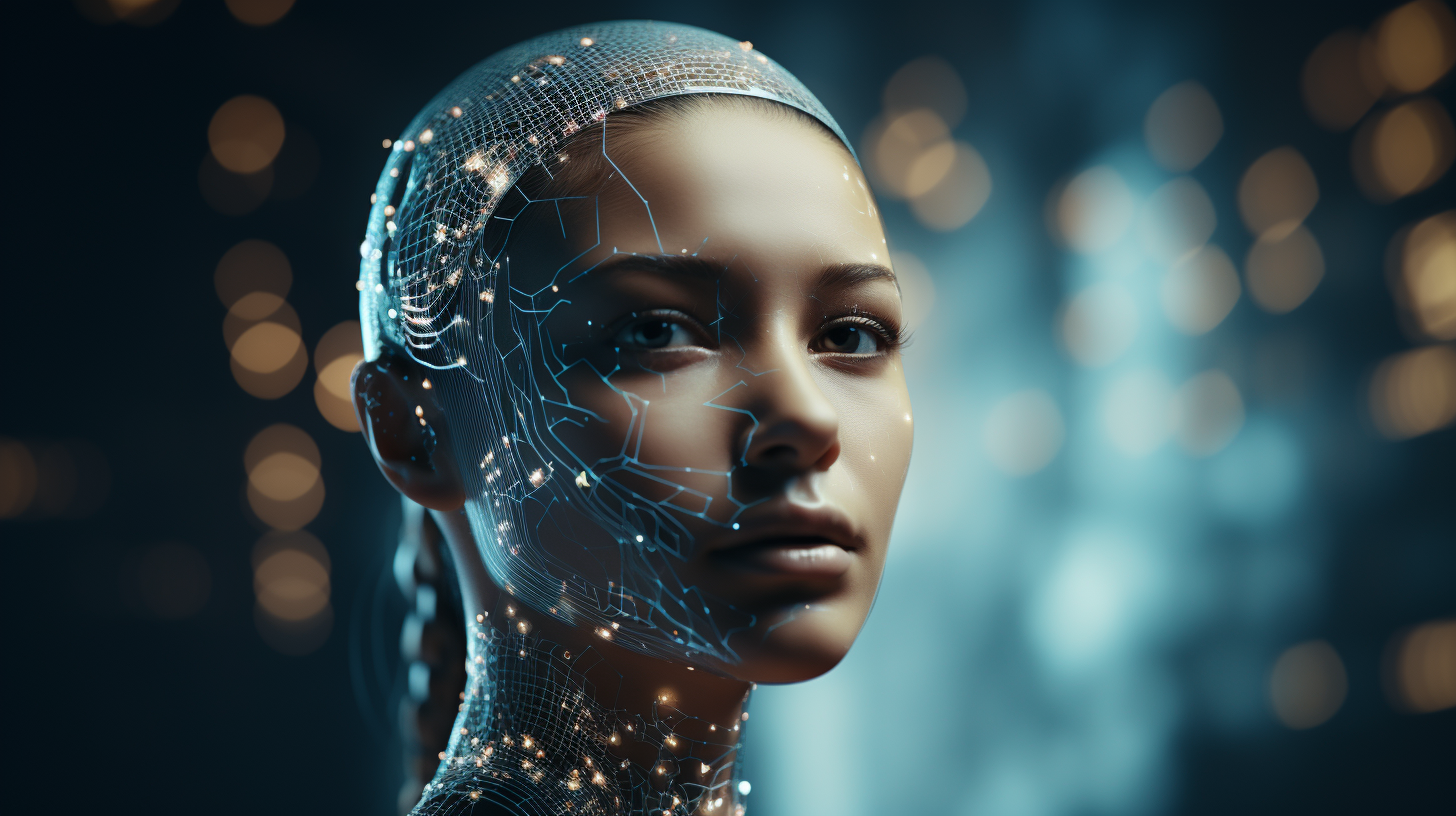 Beautiful Female AI Radiating Grace and Intelligence