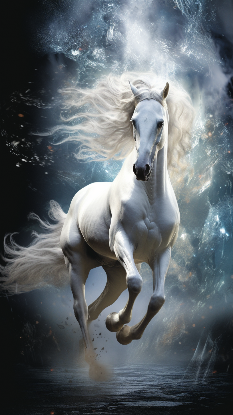 Stunning ethereal white horse in 3D