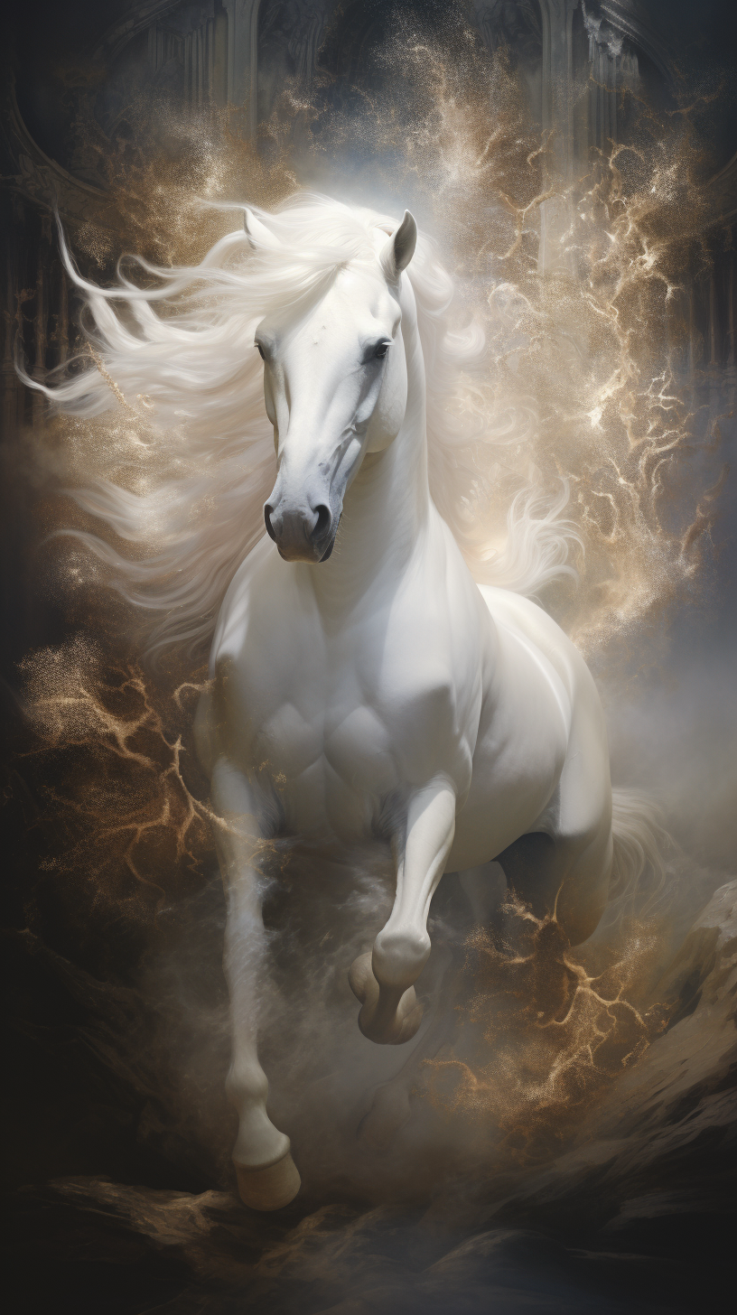 Beautiful white horse standing gracefully