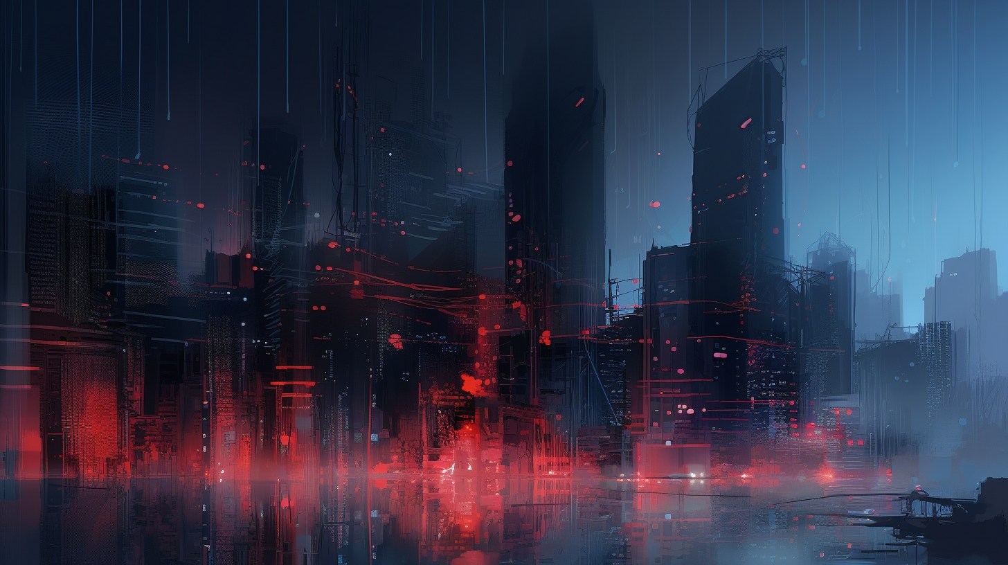 Ethereal cityscape with future gaming skyscrapers