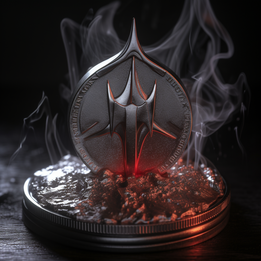 Melting silver coin with Ethereum logo