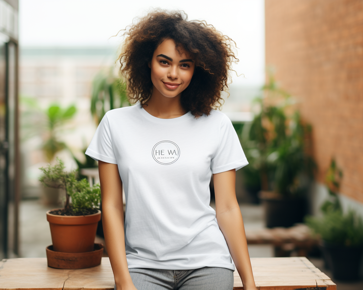 Woman in White T-Shirt Etsy Mockup