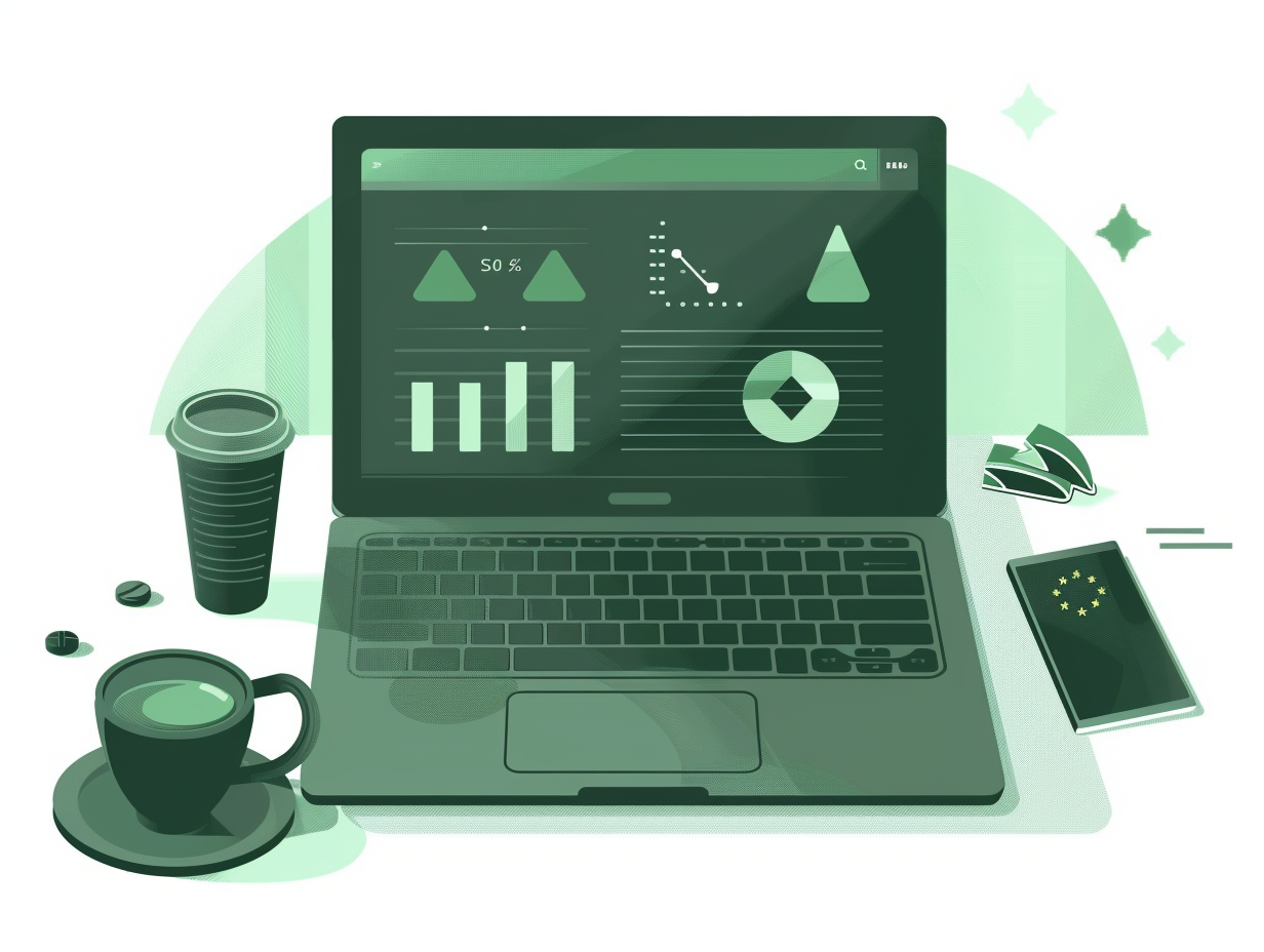 Green and Black EU Logo Laptop Coffee