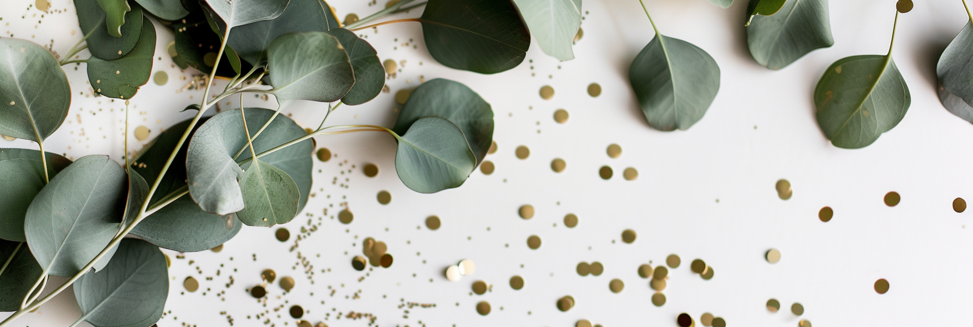 Eucalyptus Engagement Banner Gold Confetti