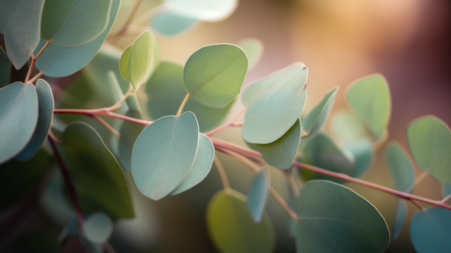 Close-up of fresh eucalyptus and mint leaves