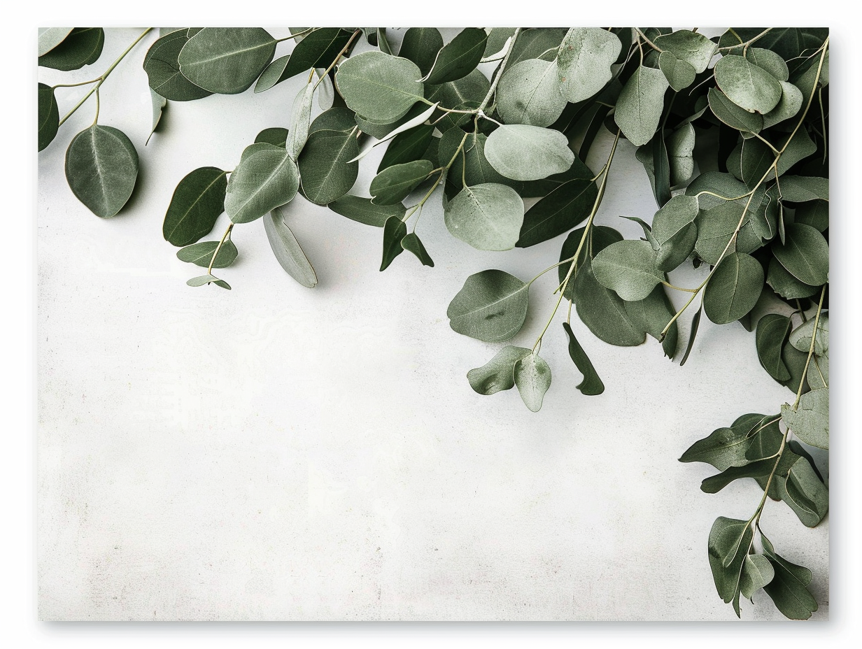 Eucalyptus border on white background