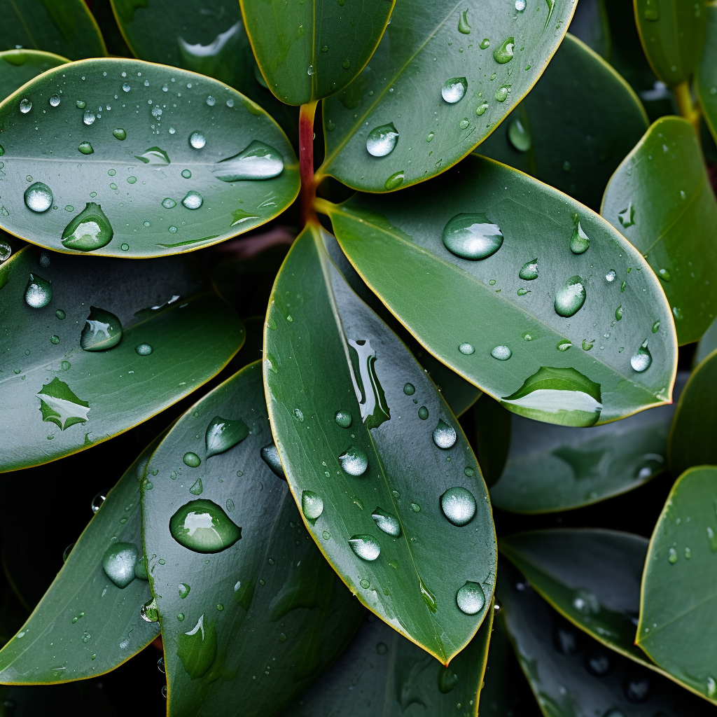 Closeup of Wet Eucalyptus Leaves ? Detailed Shot