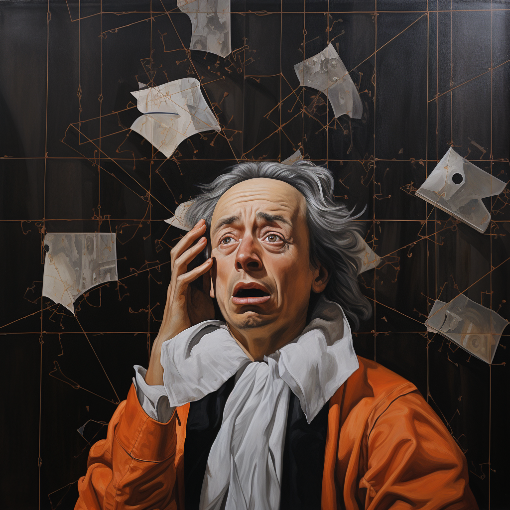 Depicting Euler crying while painting