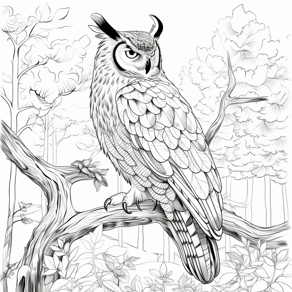 Coloring book page of Eurasian Eagle-Owl