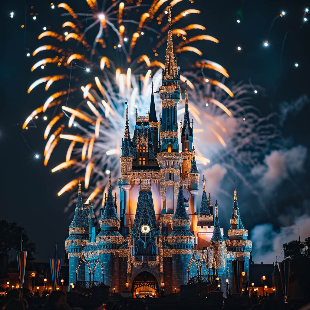 Euro Disney Castle with Fireworks Display