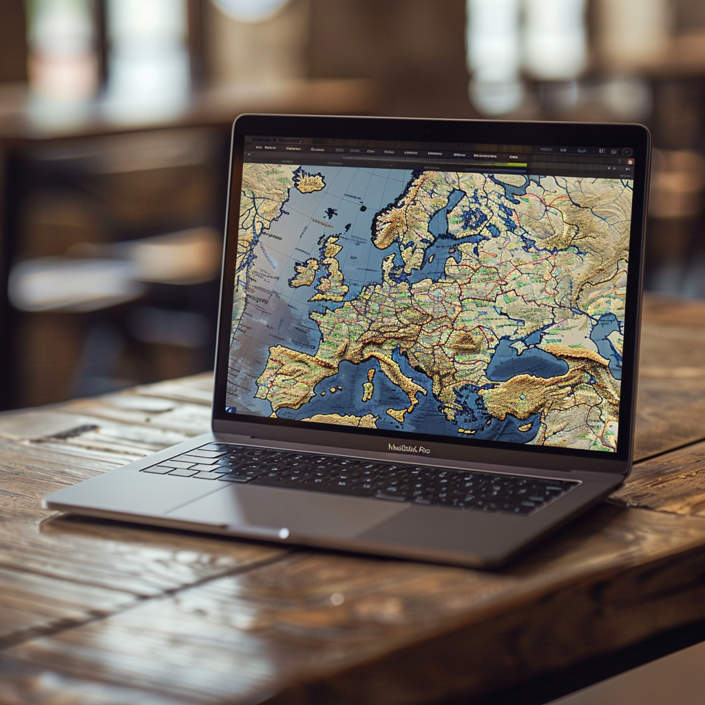 Europe Map on Macbook Screen