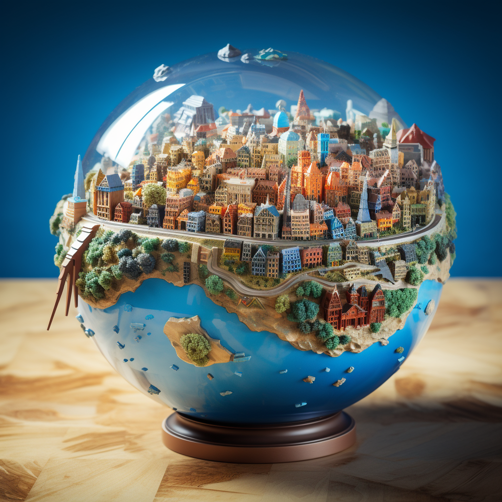 European continent globe with iconic buildings