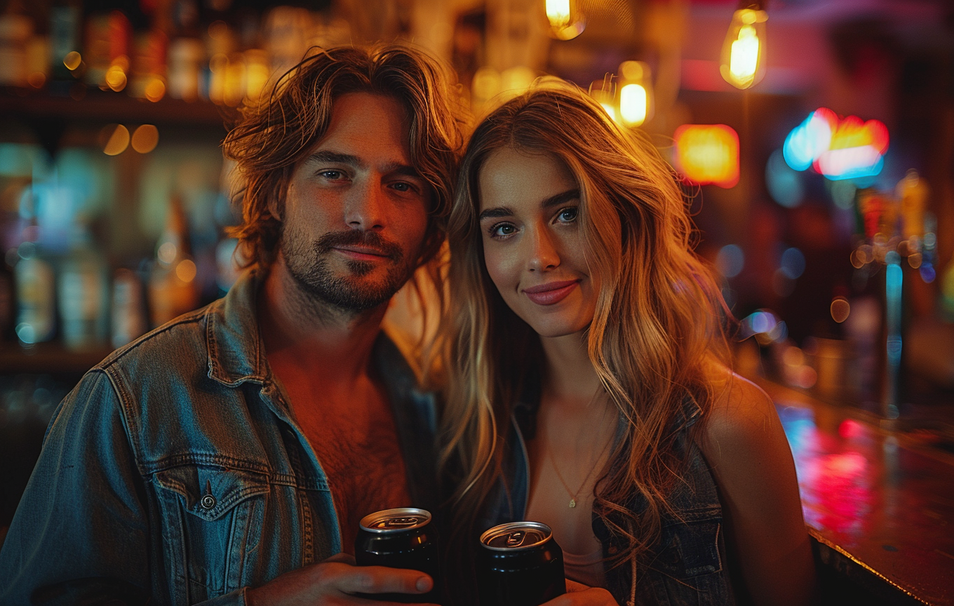 European couple holding black can