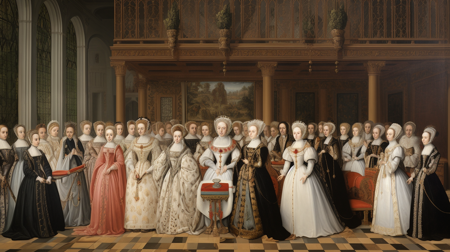 Noblewomen in a grand European court