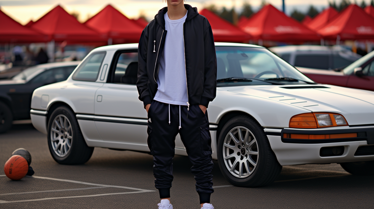 Short-haired European male teenage driver in parking lot