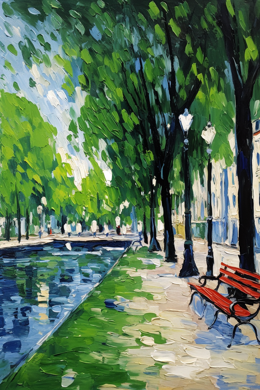 European Park Oil Painting Artwork