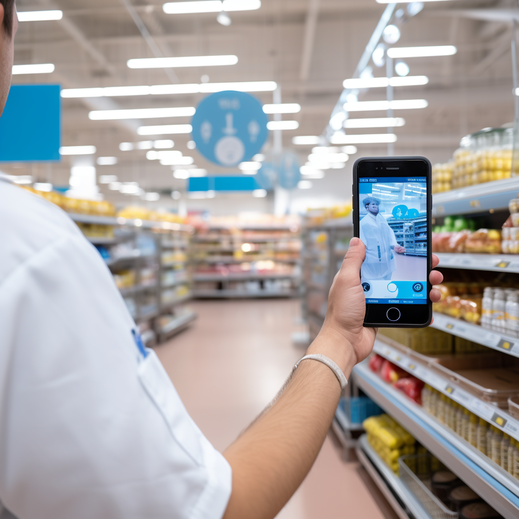 European supermarket staff using iPhone app