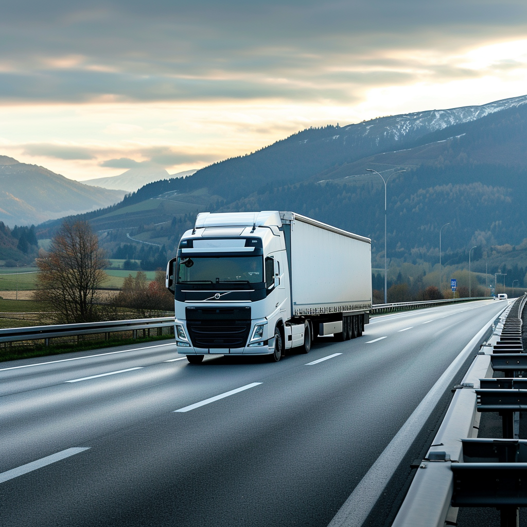 European truck on motorway