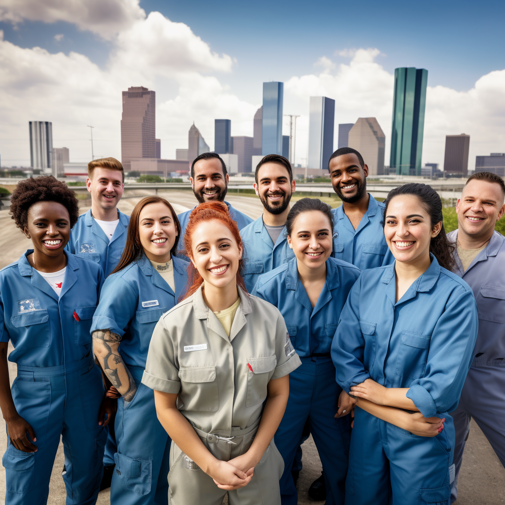 Smiling European workers in Houston