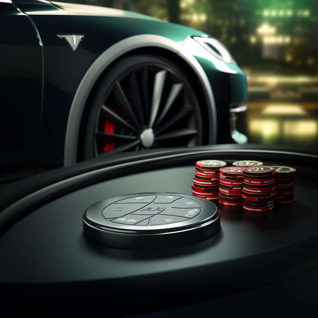 EV Charger, Electric Vehicle, Poker Chips on Table