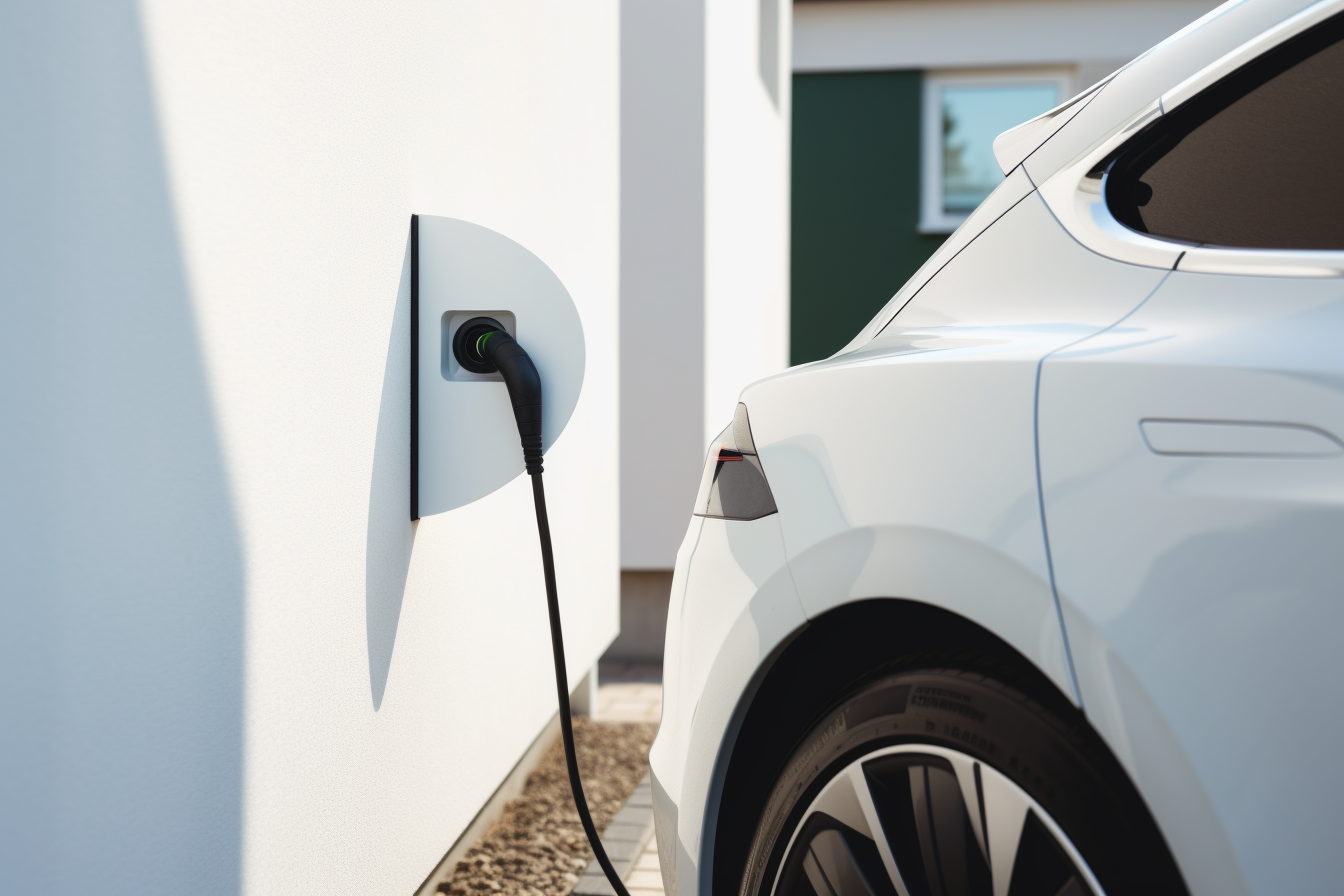 EV car charging in garage