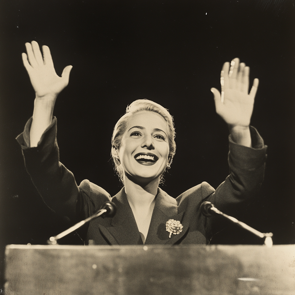 Eva Peron political speech 1960s photo