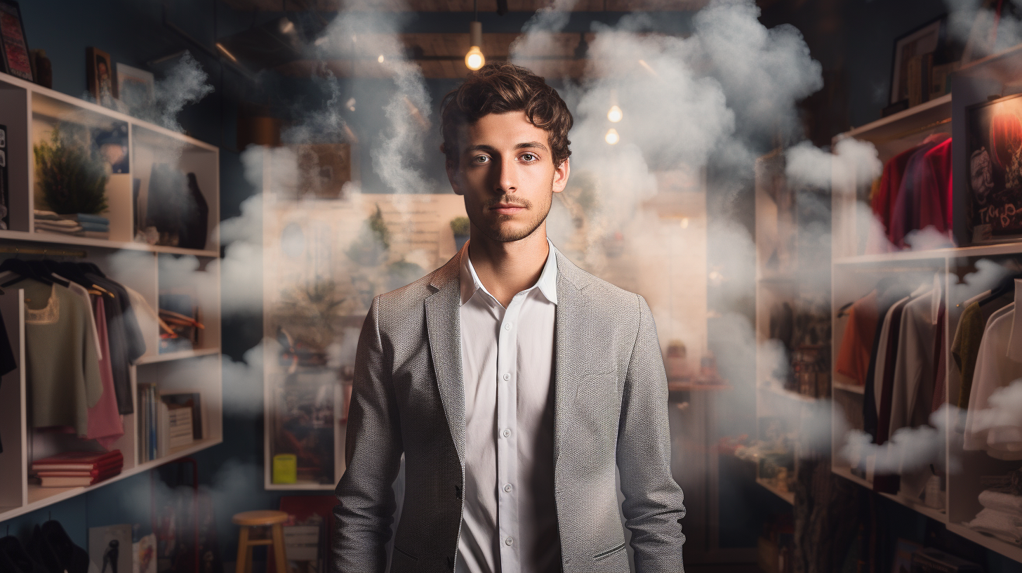 Person transforming into a business portrait