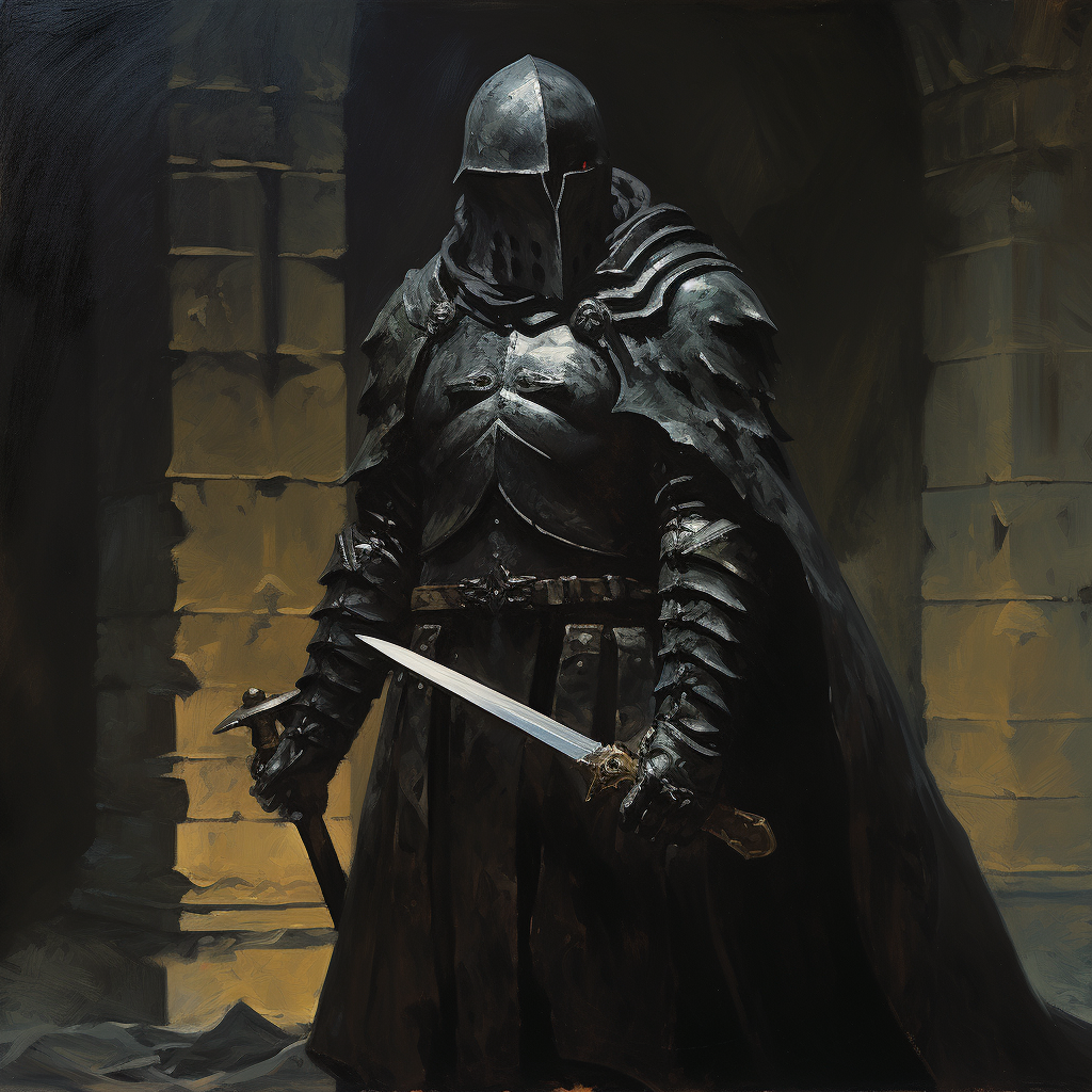 Evil knight in dark dungeon