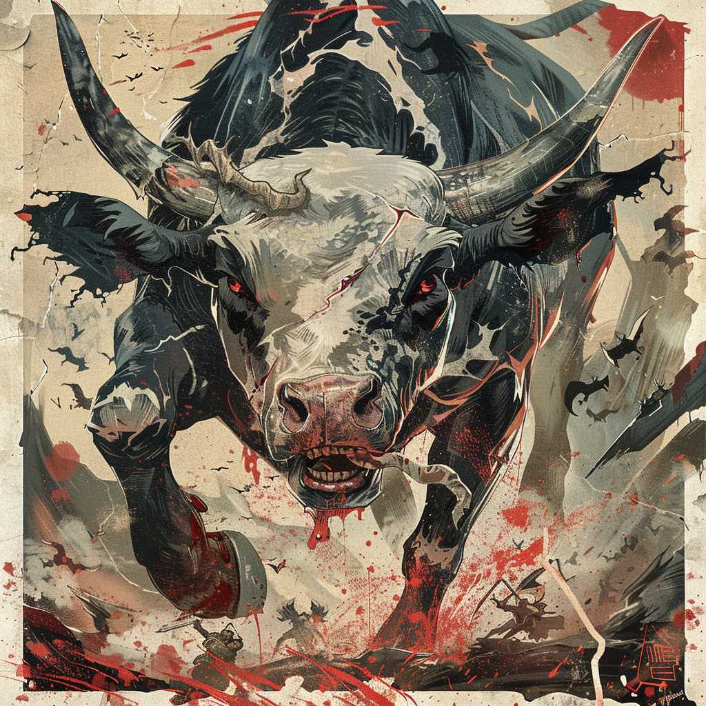 Evil bloodthirsty cow warrior