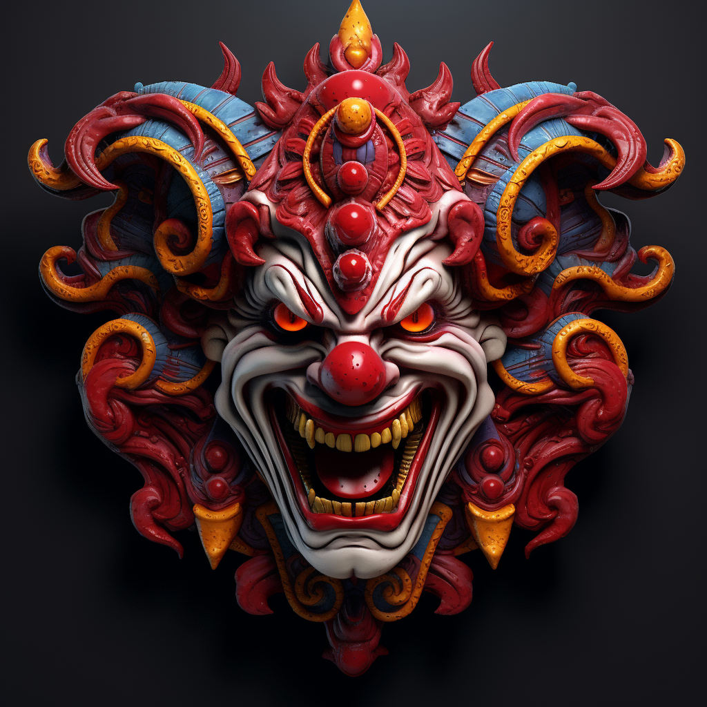 Detailed 3D Evil Clown Logo