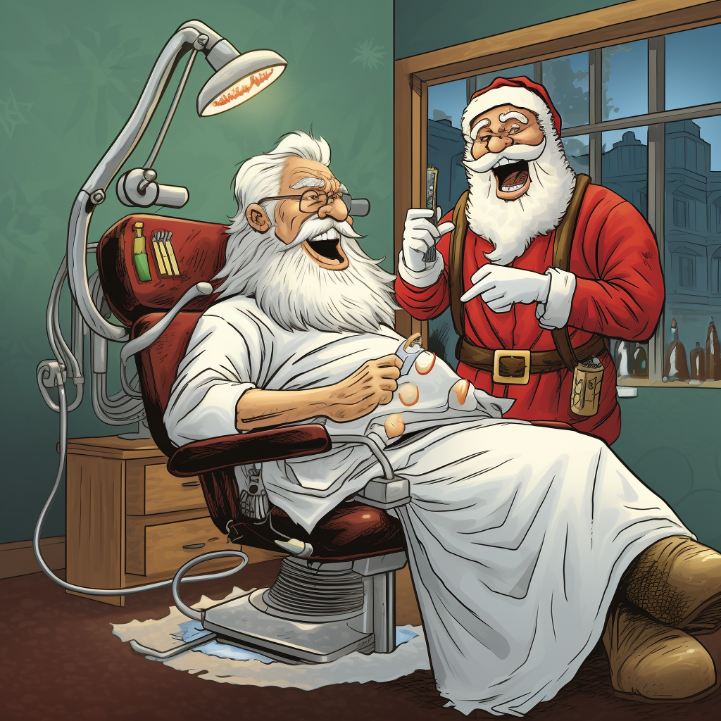 Terrified Santa Claus with Evil Dentist