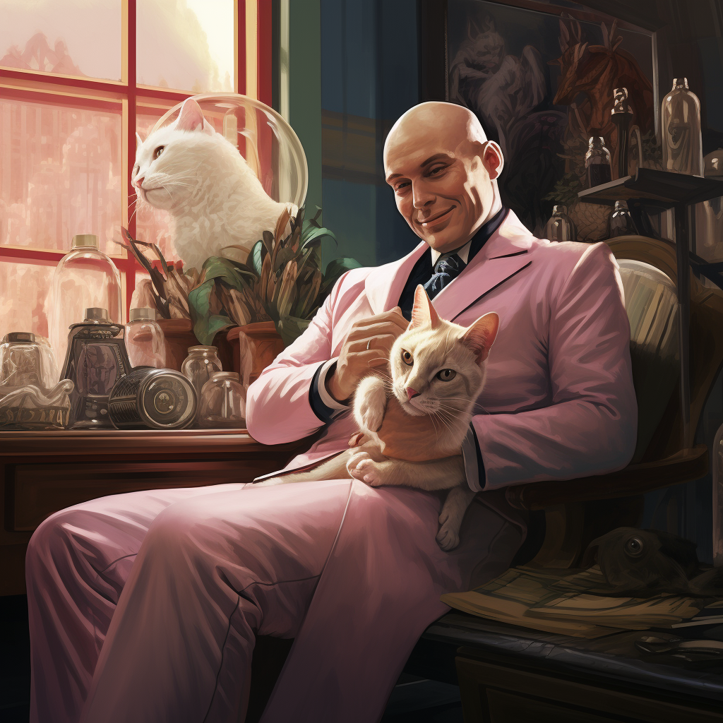 Doctor Evil with Pet Cat at Desk