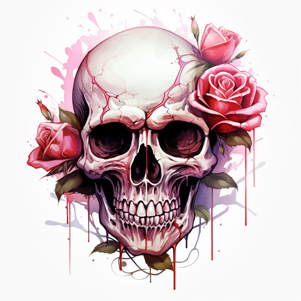 Skull with Rose Tattoo Traces