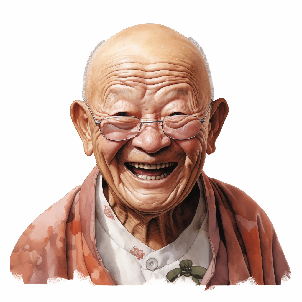 Detailed illustration of evil smile Japanese grandpa