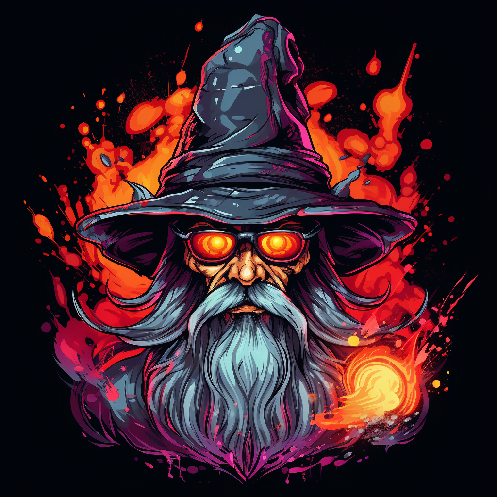 Illustration of an evil wizard in a gruelsome comic style