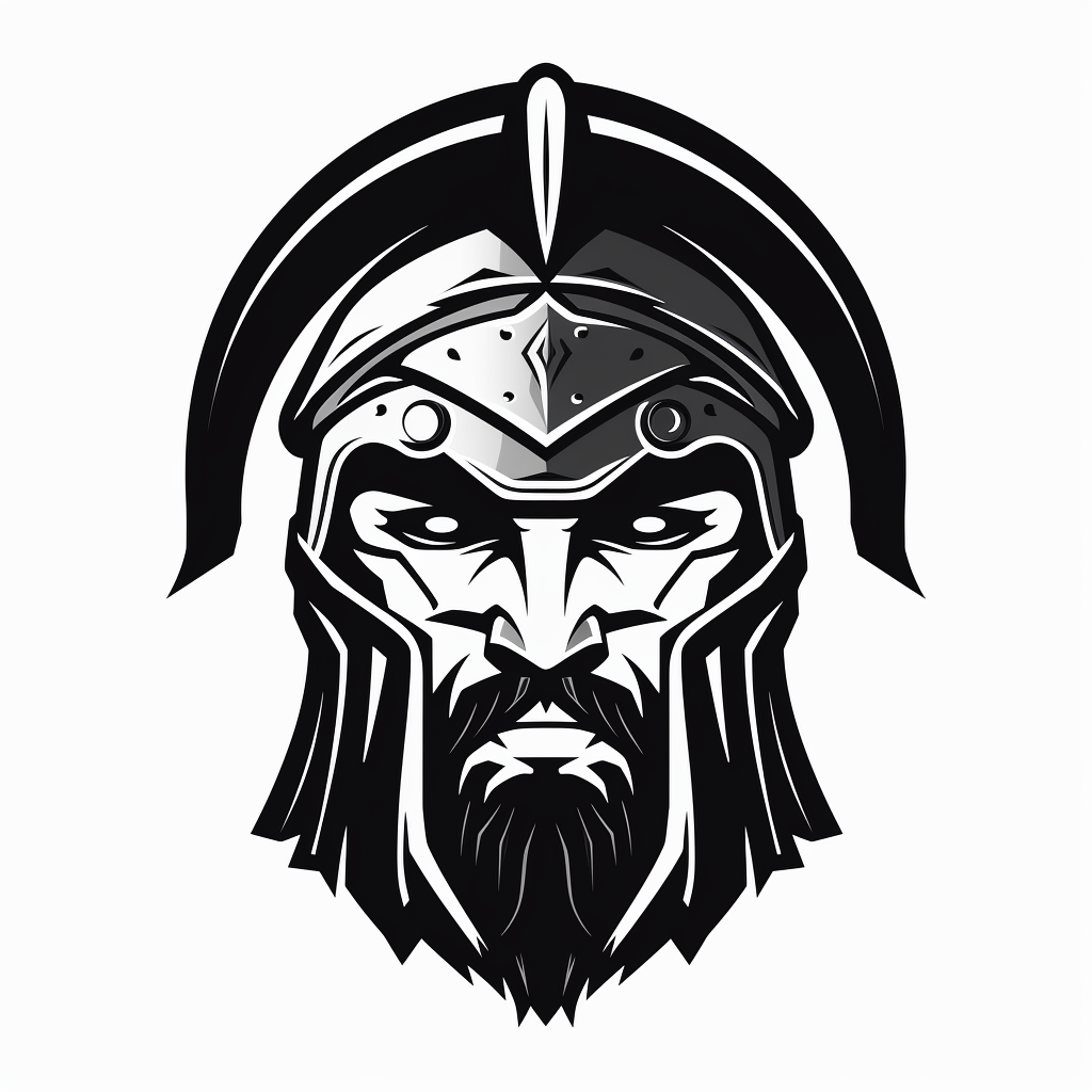 Evil Gladiator Face in Black & White