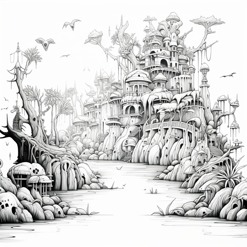 Drawing of a paradise for evil monsters