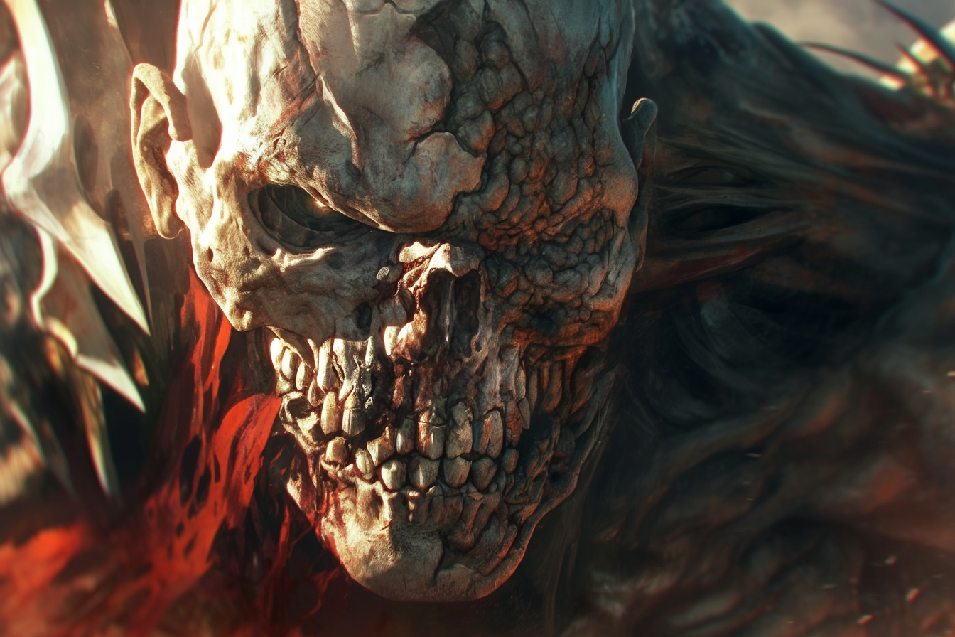 Evil monster with skull head