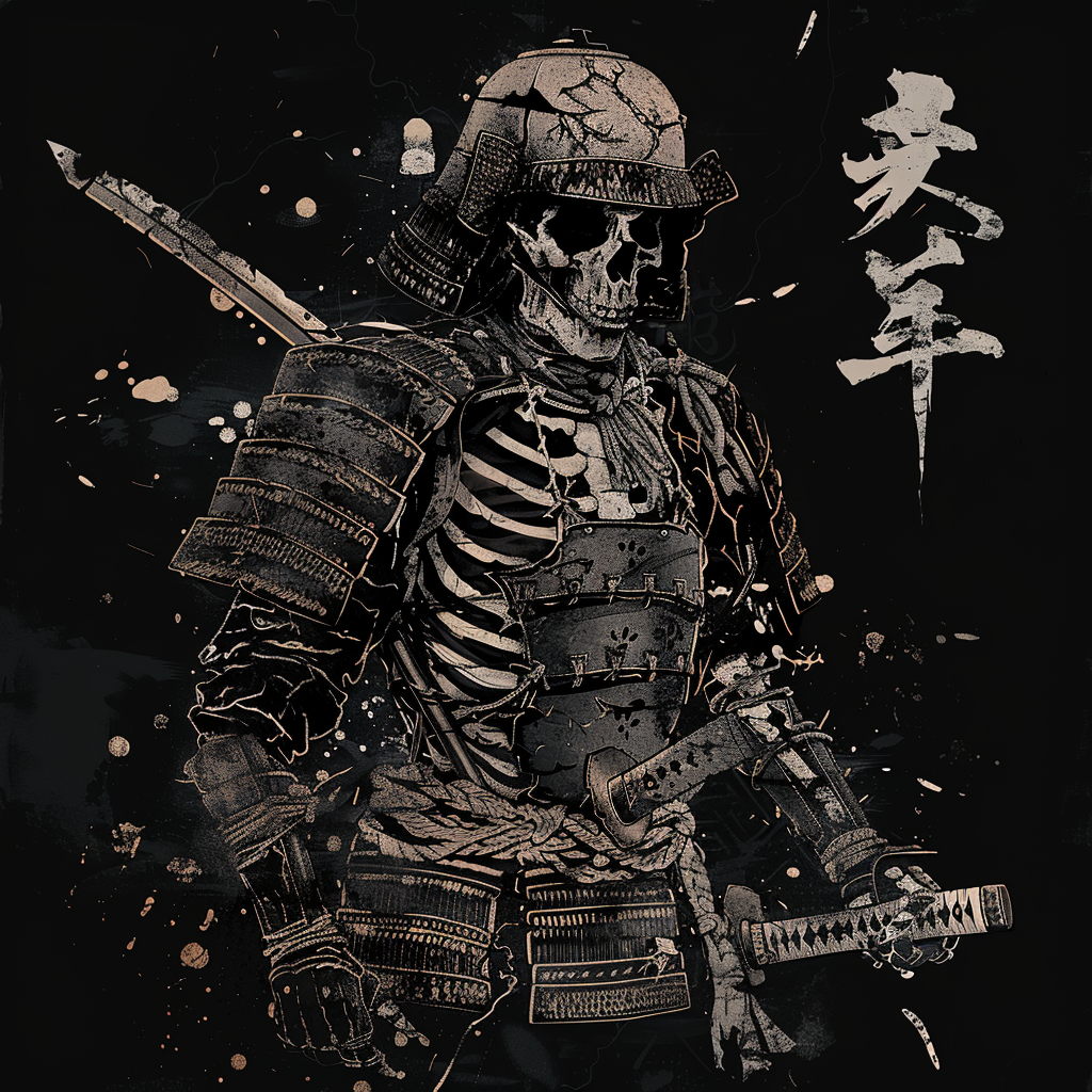 Skeleton samurai warrior sword