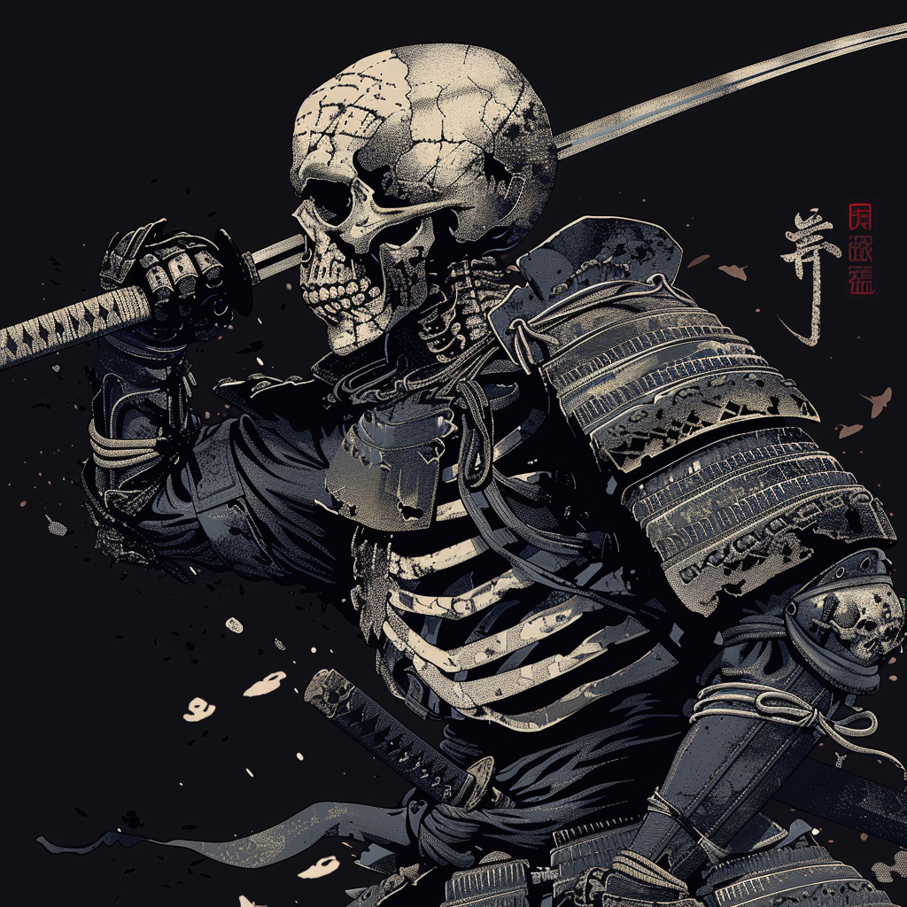 Evil Skull Samurai Skeleton Bones