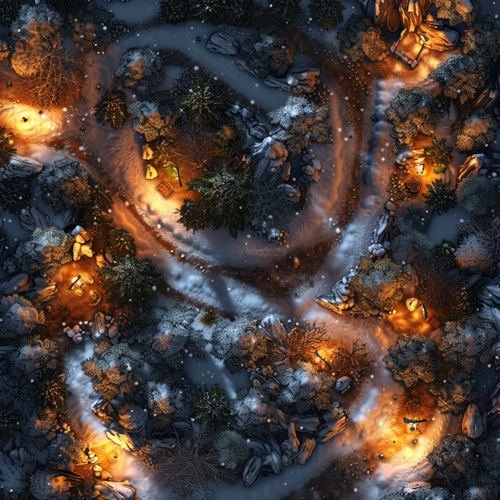 Dark Winter Forest Battle Map