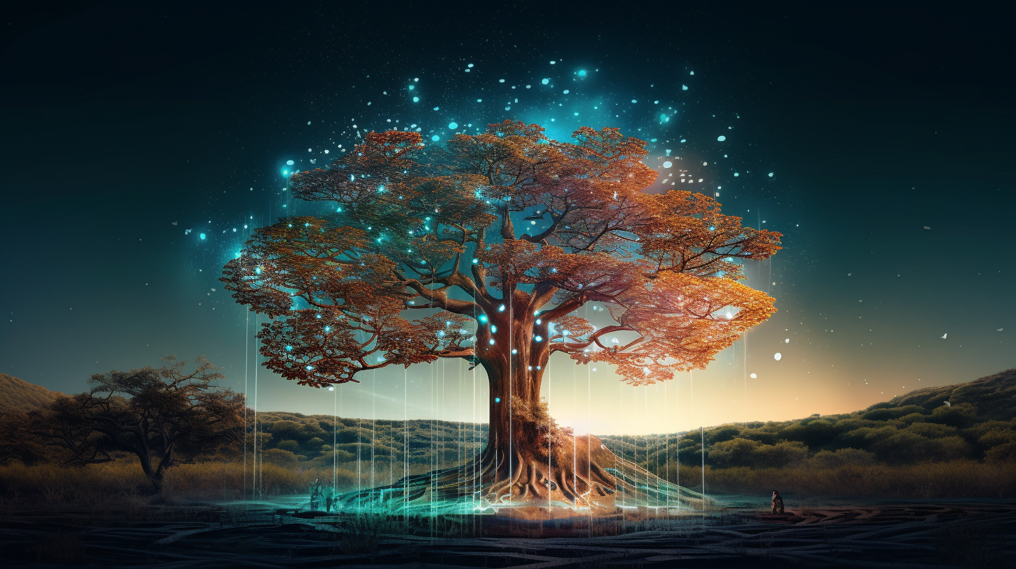 Digital tree representing evolving AI technology