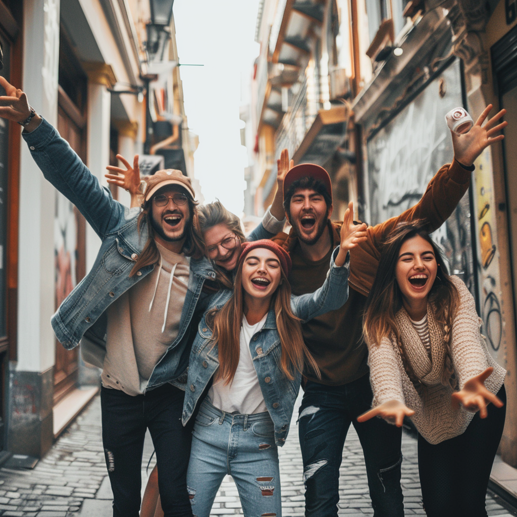 Group of friends in urban setting